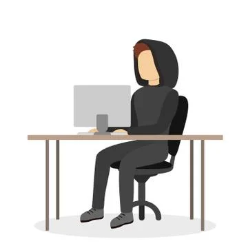 Isolated man hacker. Illustrazione stock