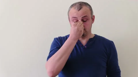 Isolated Man Is Massaging His Head And Face Stock Footage 152598874