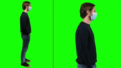 Isolated Man Profile New Normal Face Mas... | Stock Video | Pond5