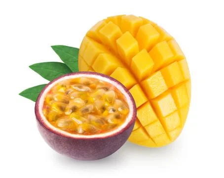 Isolated mango and passion fruit Stock Photos