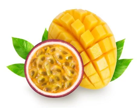 Isolated mango and passion fruit Stock Photos
