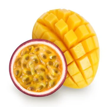 Isolated mango and passion fruit Stock Photos