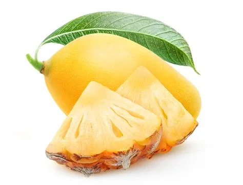 Isolated mango and pineapple Stock Photos