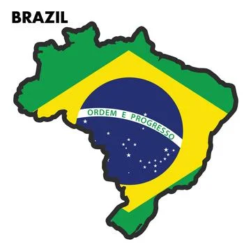 Isolated map of Brazil with its flag Vector Stock Illustration