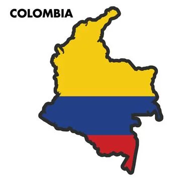 Isolated map of Colombia with its flag Vector Stock Illustration