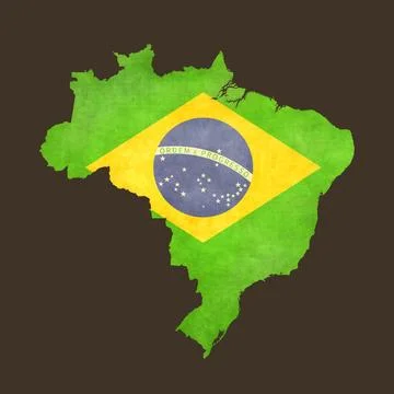 Isolated map with flag  - Brazil Stock Illustration