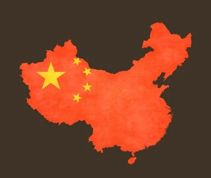 Isolated map with flag  - China Stock Illustration