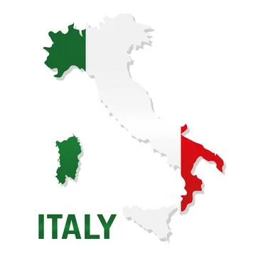 Isolated map with flag of Italy Stock Illustration