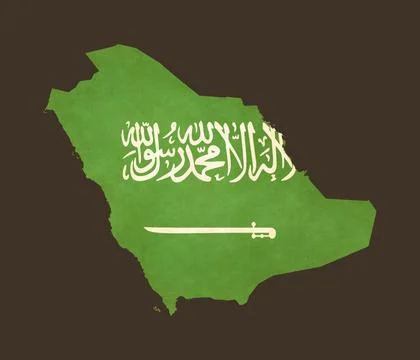 Isolated map with flag  - Saudi Arabia Stock Illustration