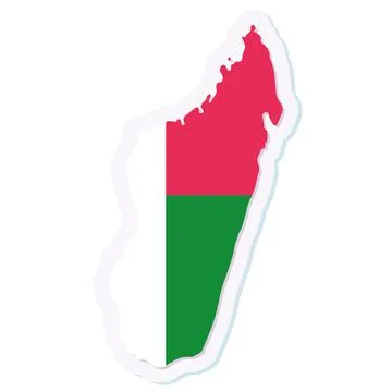Isolated map of Madagascar with its flag Illustrazione stock