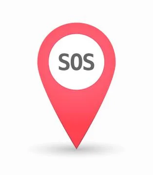 Isolated map mark with    the text SOS Stock Illustration