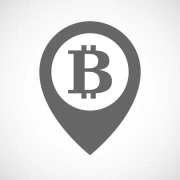 Isolated map marker with a bit coin sign Stock Illustration