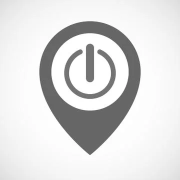 Isolated map marker with an off button Illustrazione stock