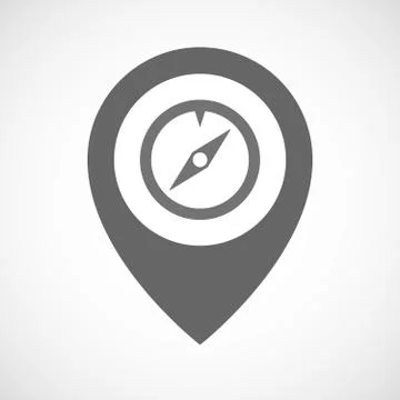 Isolated map marker with a compass Stock Illustration