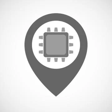 Isolated map marker with a cpu Illustrazione stock
