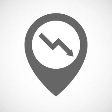 Isolated map marker with a descending graph Ilustración de archivo