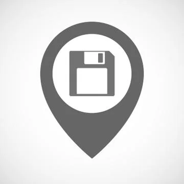 Isolated map marker with a floppy disk Stock Illustration