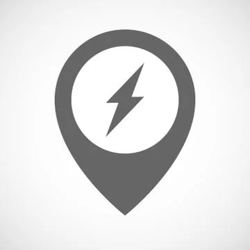 Isolated map marker with a lightning Illustrazione stock
