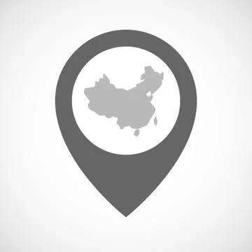 Isolated map marker with  a map of China Stock Illustration