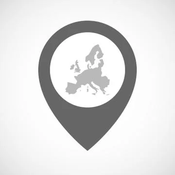 Isolated map marker with  a map of Europe Stock Illustration