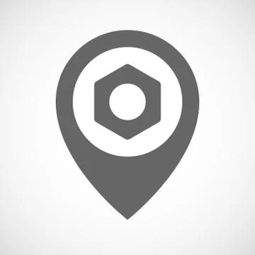 Isolated map marker with a nut Stock Illustration
