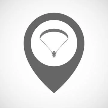 Isolated map marker with a paraglider Stock Illustration
