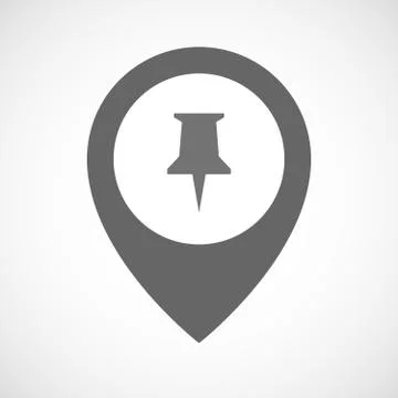 Isolated map marker with a push pin Stock Illustration