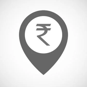Isolated map marker with a rupee sign イラスト素材