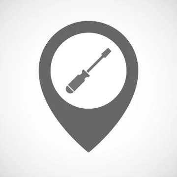 Isolated map marker with a screwdriver Illustrazione stock
