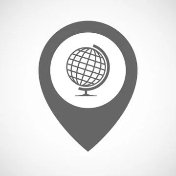Isolated map marker with  a table world globe Illustrazione stock