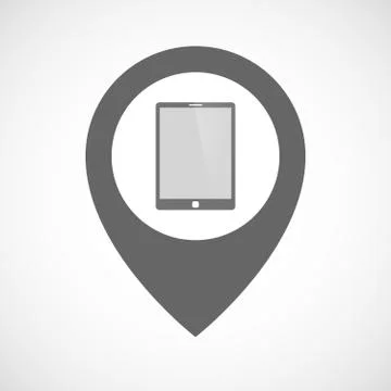Isolated map marker with a tablet computer Ilustración de archivo