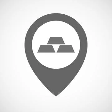 Isolated map marker with three gold bullions Stock Illustration