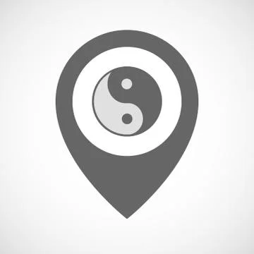 Isolated map marker with a ying yang Stock Illustration