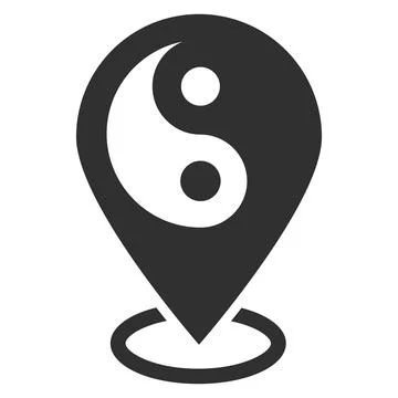 Isolated map marker with a ying yang. Map pin pointer Route Gps location icon Stock Illustration