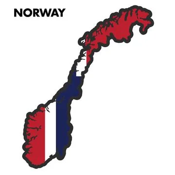 Isolated map of Norway with its flag Vector Stock Illustration