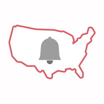 Isolated map of USA with a bell Stock Illustration