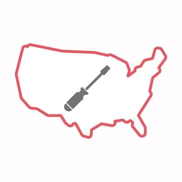 Isolated map of USA with a screwdriver Ilustración de archivo