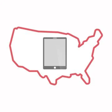 Isolated map of USA with a tablet computer Ilustración de archivo
