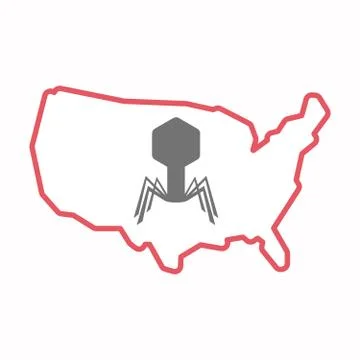 Isolated map of USA with a virus Stock Illustration