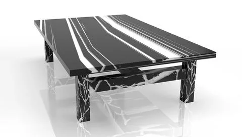 Isolated Marble Center Table on White Background, 3D Illustration. Stock Illustration