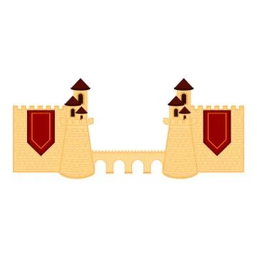 Isolated medieval bridge building Ilustración de archivo