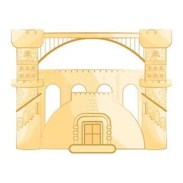 Isolated medieval bridge building Ilustración de archivo