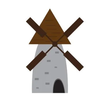 Isolated medieval windmill building icon Stock Illustration