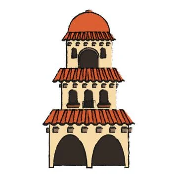 Isolated mexican building design Ilustración de archivo