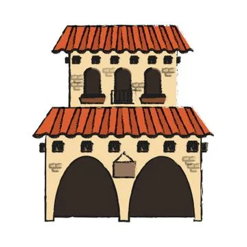 Isolated mexican building design Ilustración de archivo