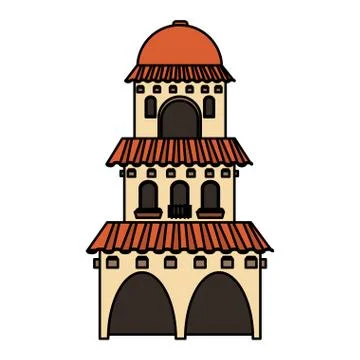 Isolated mexican building design Ilustración de archivo