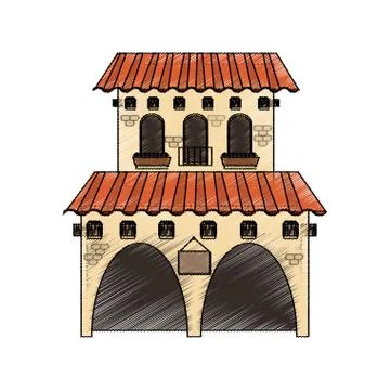 Isolated mexican building design Ilustración de archivo