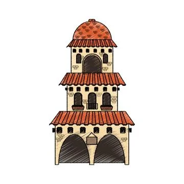 Isolated mexican building design Ilustración de archivo
