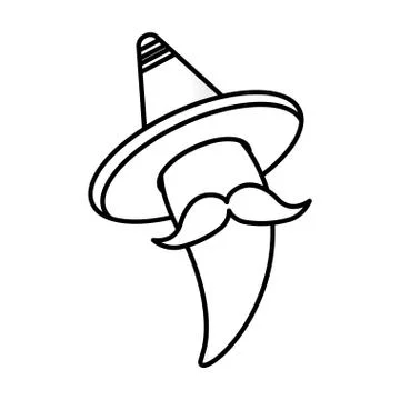 Isolated mexican chilli with hat and mustache vector design Stock Illustration