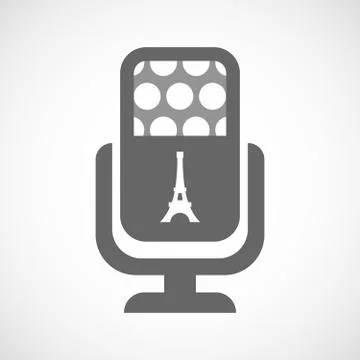 Isolated mic icon with   the Eiffel tower Stock Illustration